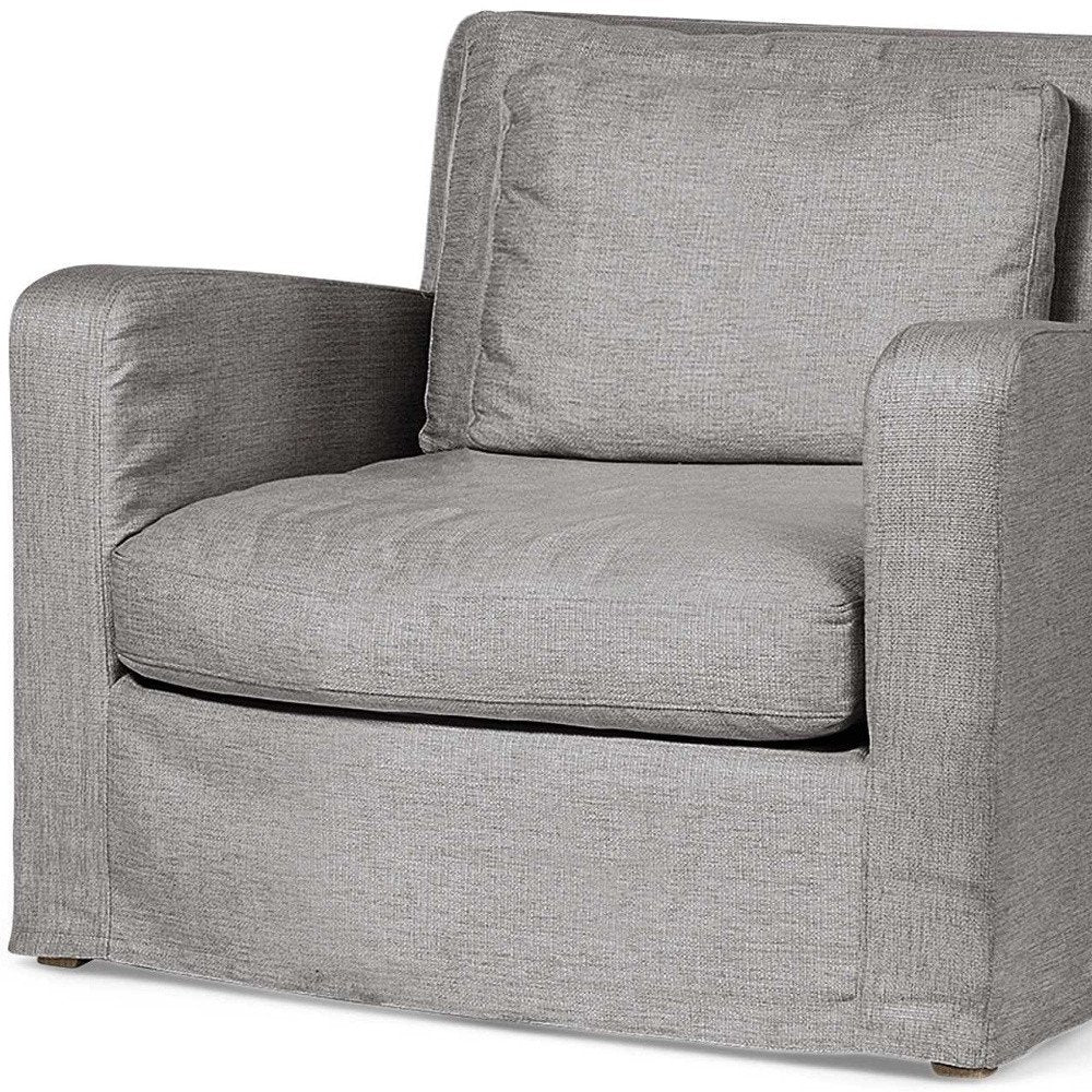 38" Gray and Brown Linen Arm Chair