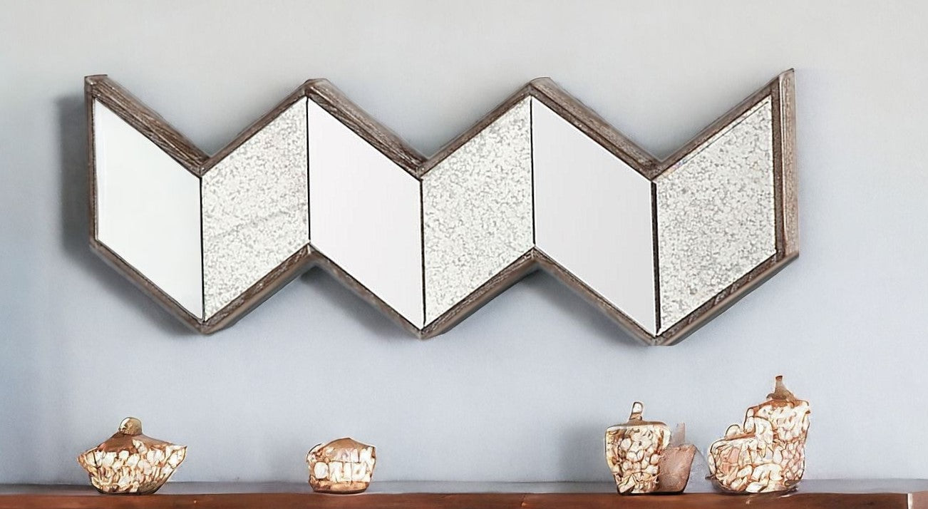 12" Natural Novelty Wood Framed Accent Mirror