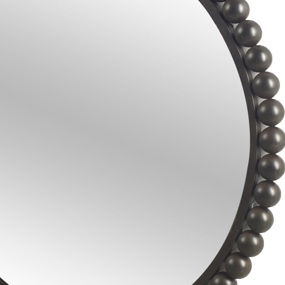 43" Round Black Metal Ball Frame Wall Mirror