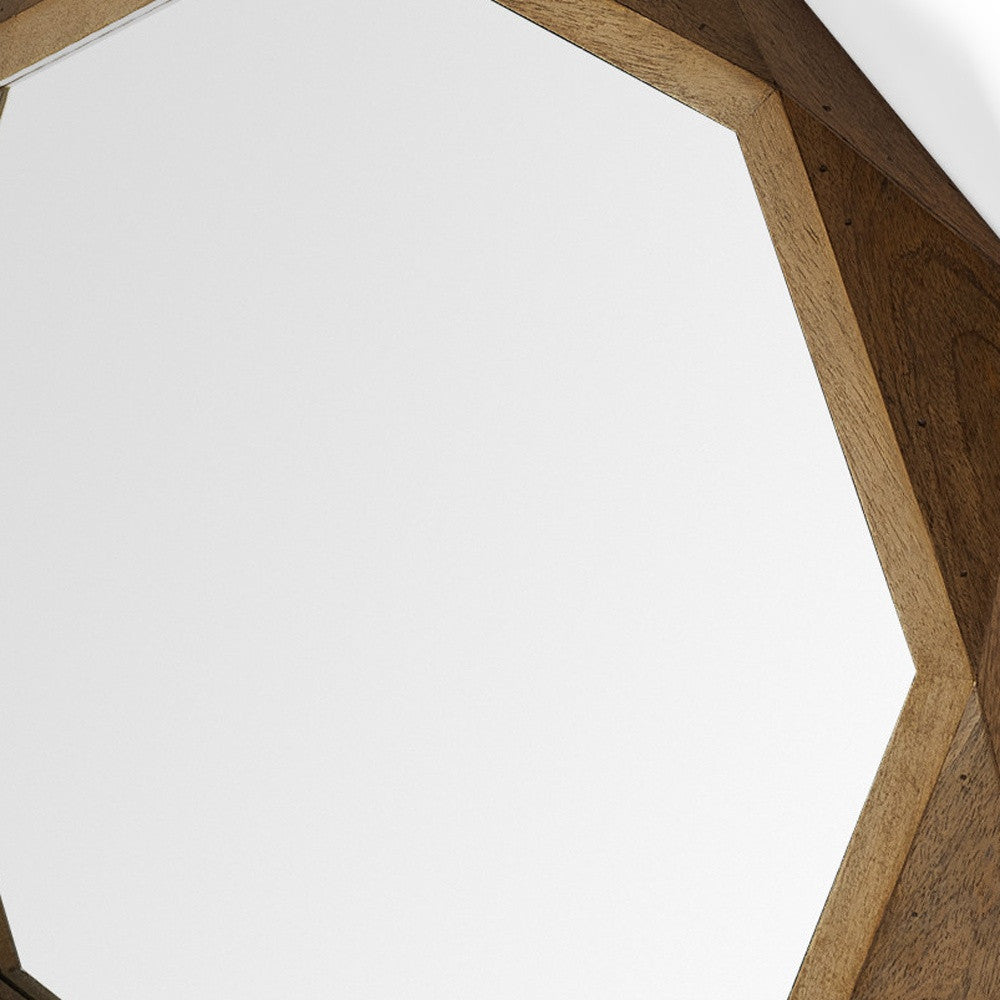 32" Octagon Wooden Frame Wall Mirror