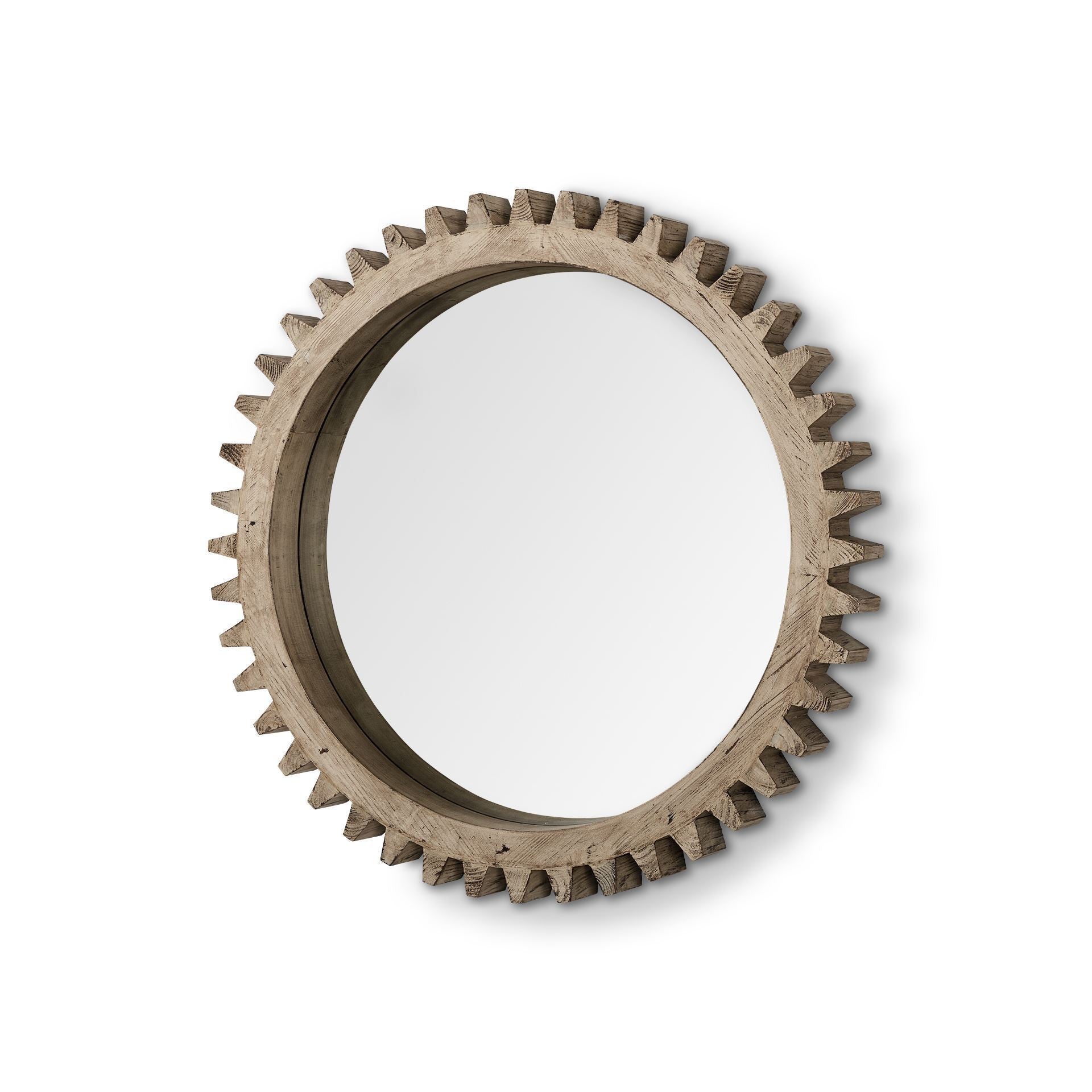 35" Brown Abstract Wood Framed Accent Mirror