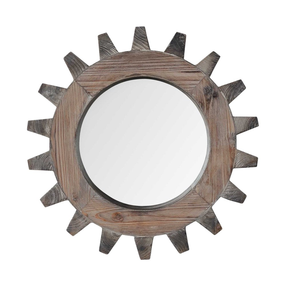 17" Brown Solid Wood Abstract Framed Accent Mirror