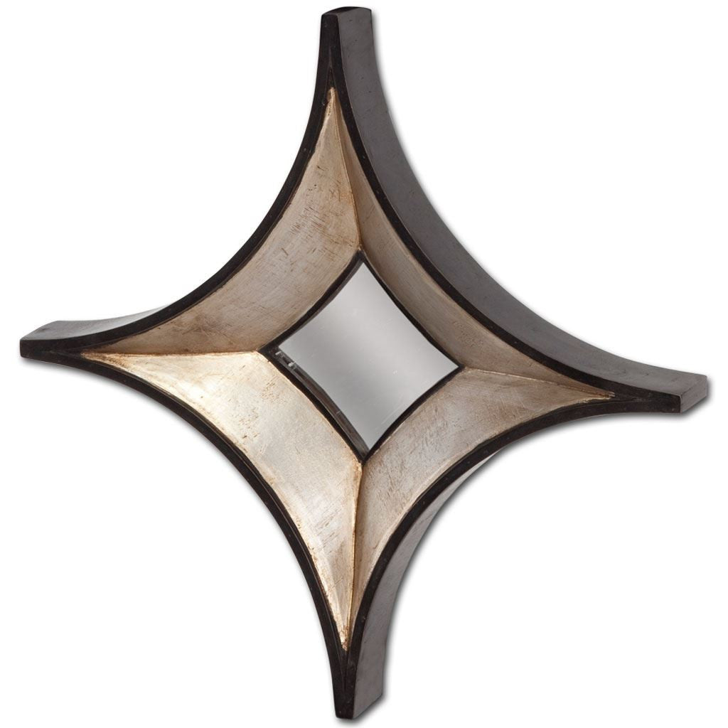 17" Dark Brown Wood Diamond Framed Accent Mirror