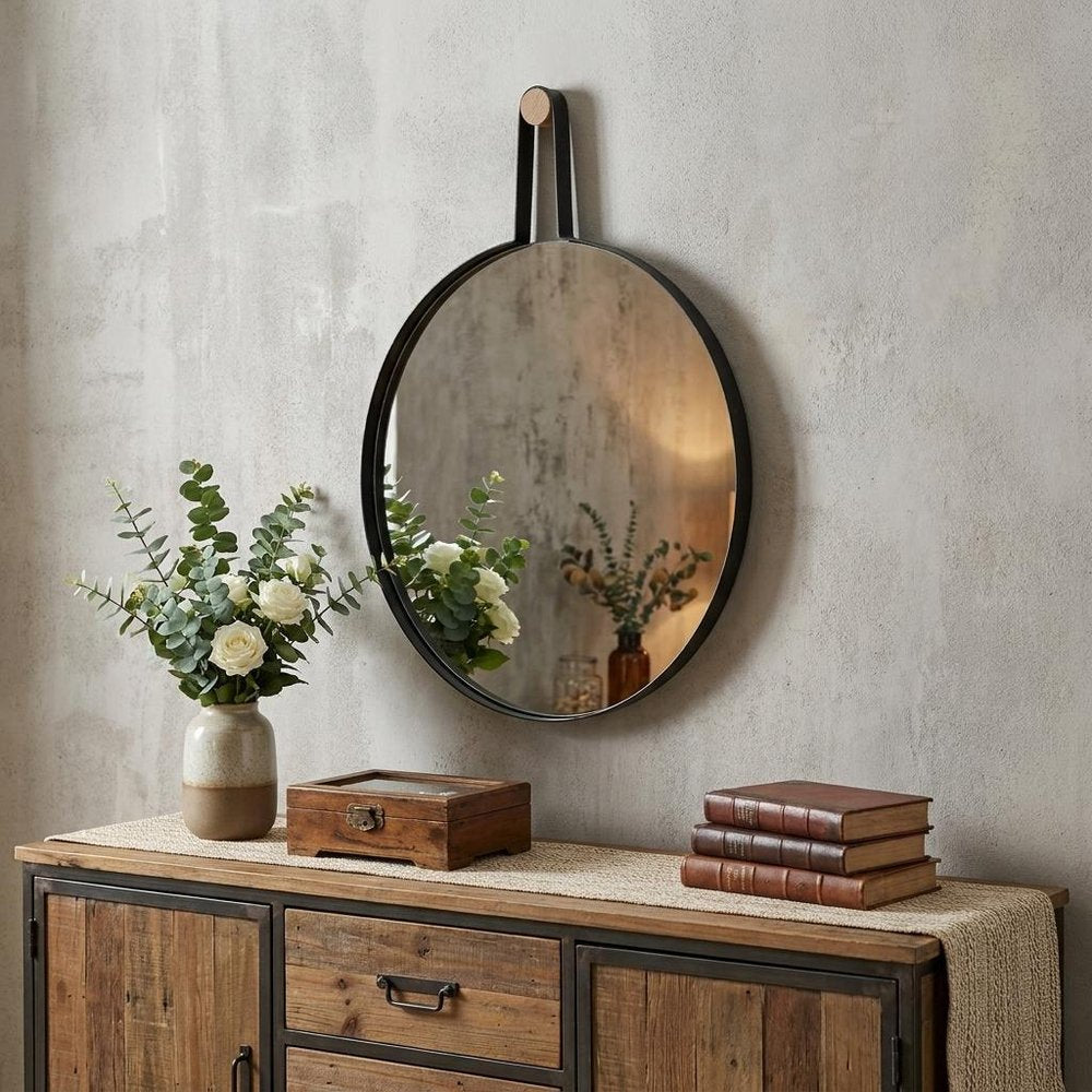 26" Black Wood Mirror