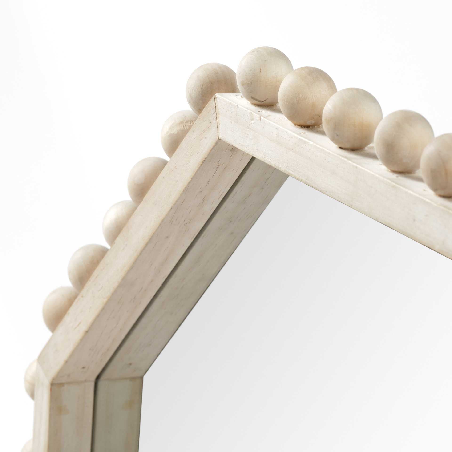 33" Natural Wood Octagon Beaded Framed Accent Mirror