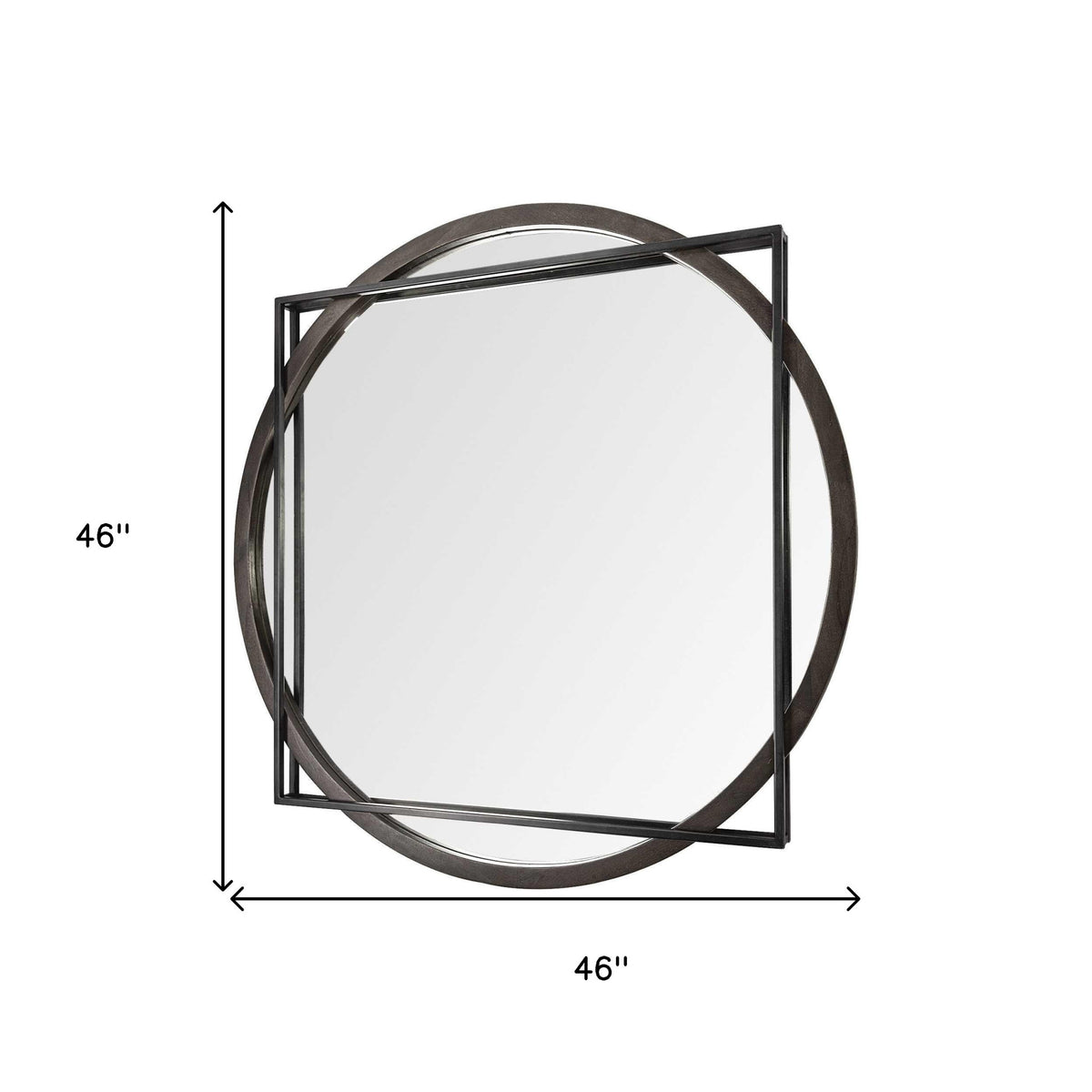 46" Black Abstract Metal Framed Accent Mirror