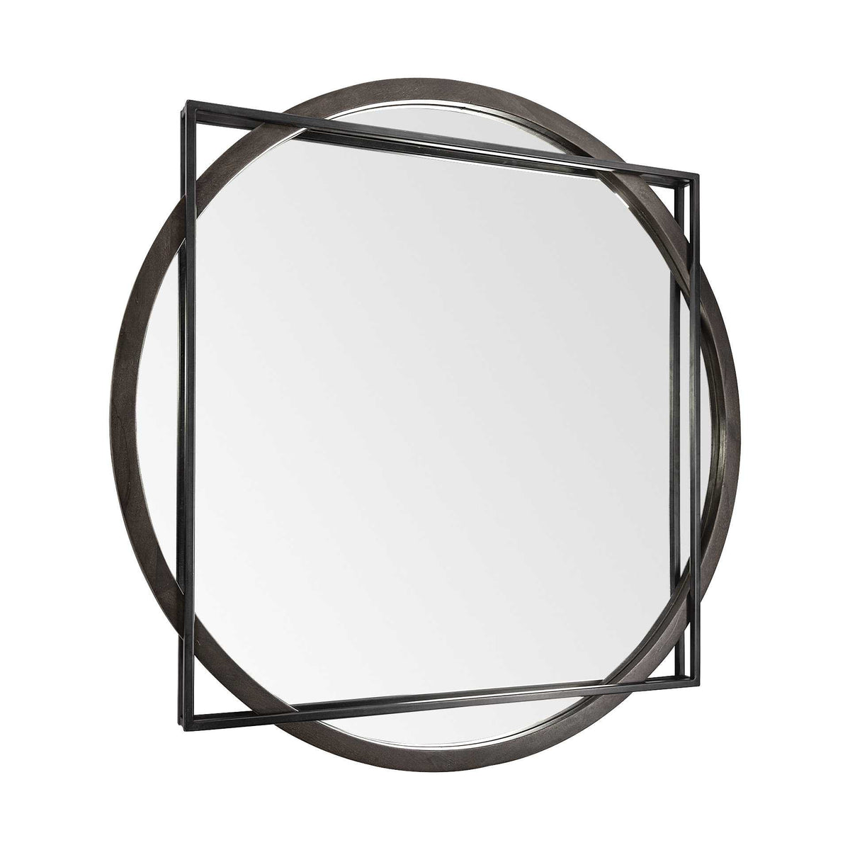 46" Black Abstract Metal Framed Accent Mirror