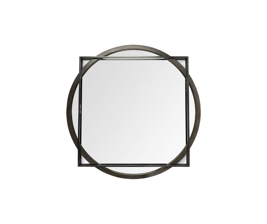 46" Black Abstract Metal Framed Accent Mirror