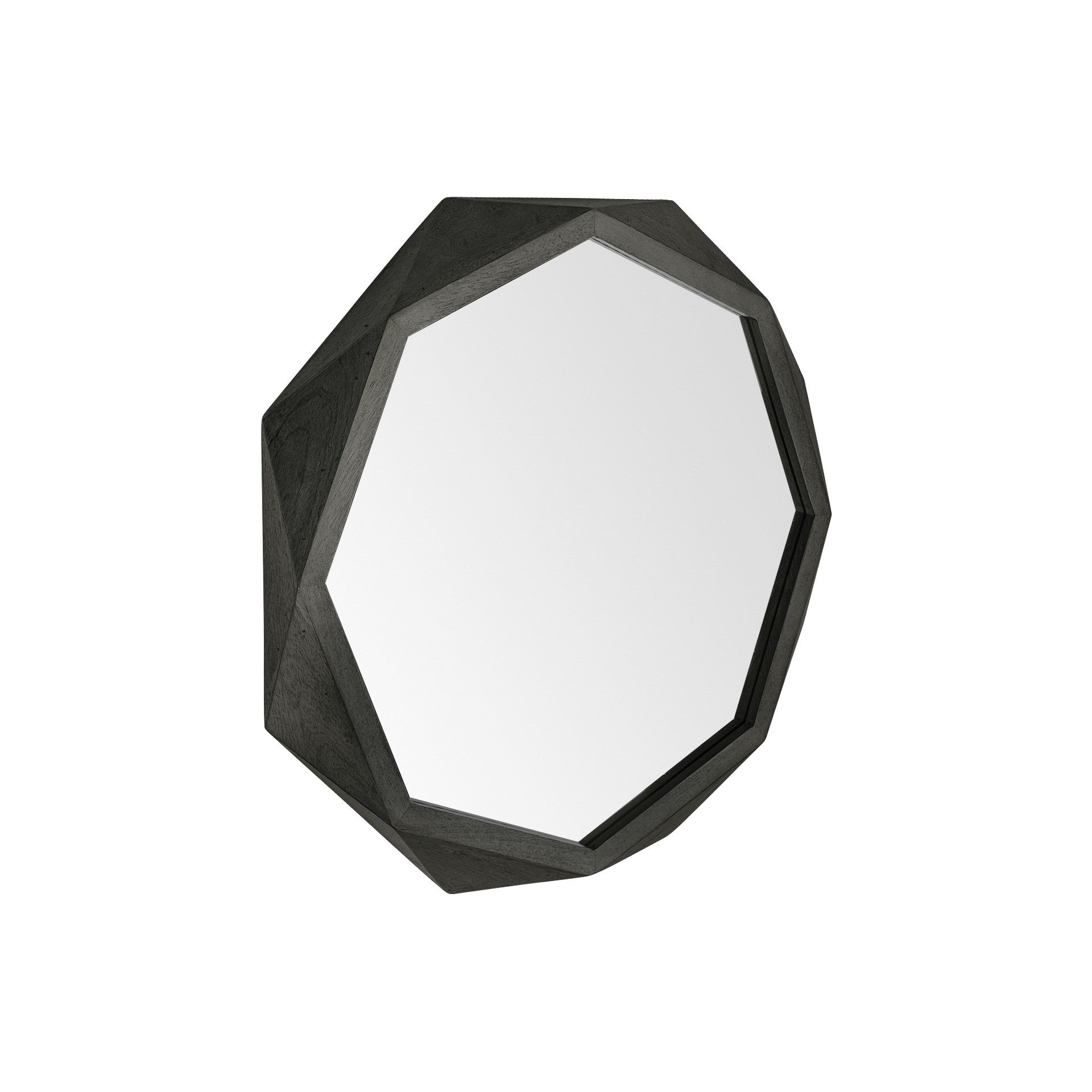 32" Octagon Black Wood Frame Wall Mirror