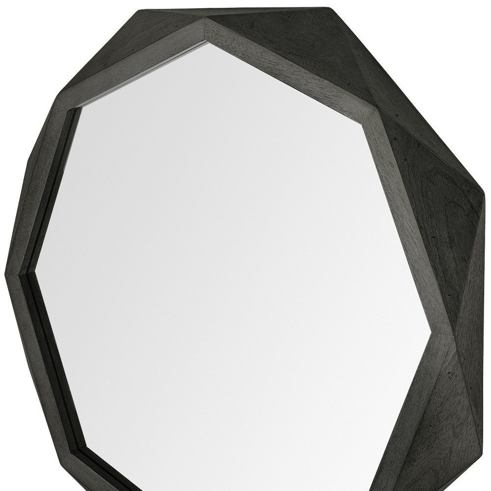 41" Octagon Black Wood Frame Wall Mirror