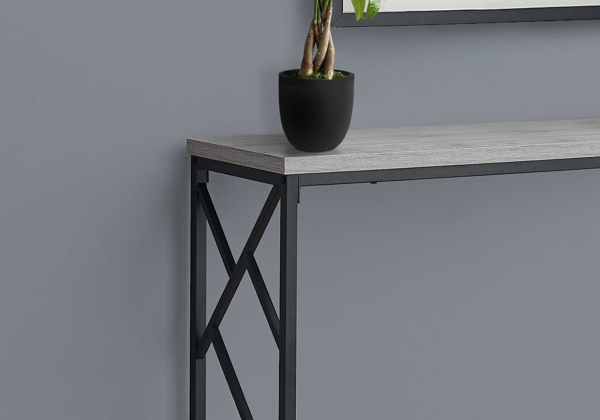 44" Gray And Black Frame Console Table