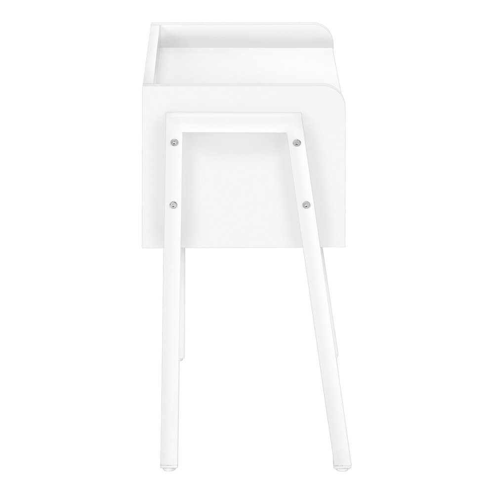 23" Rectangular White Accent Table With White Metal Legs
