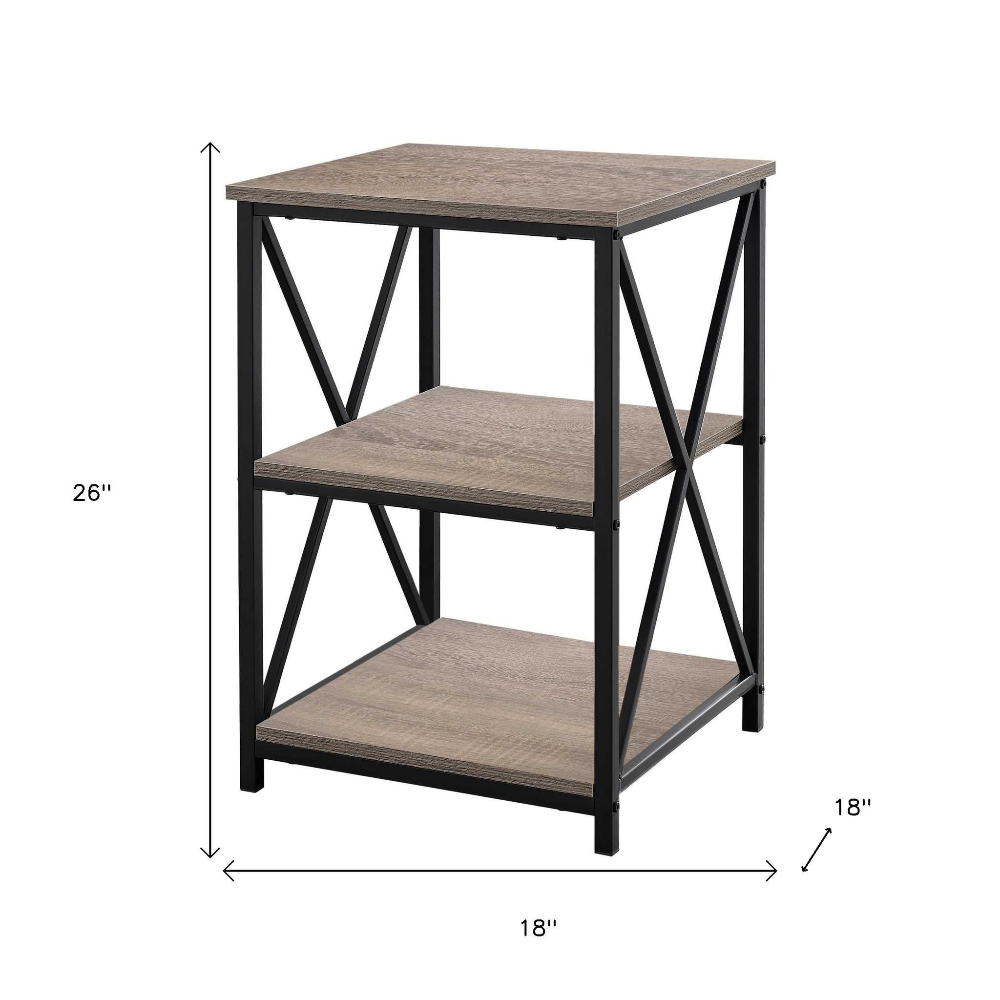 26" Rectangular Dark Taupe Black Metal Accent Table