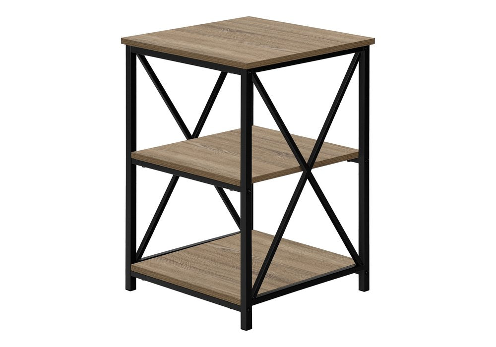 26" Rectangular Dark Taupe Black Metal Accent Table