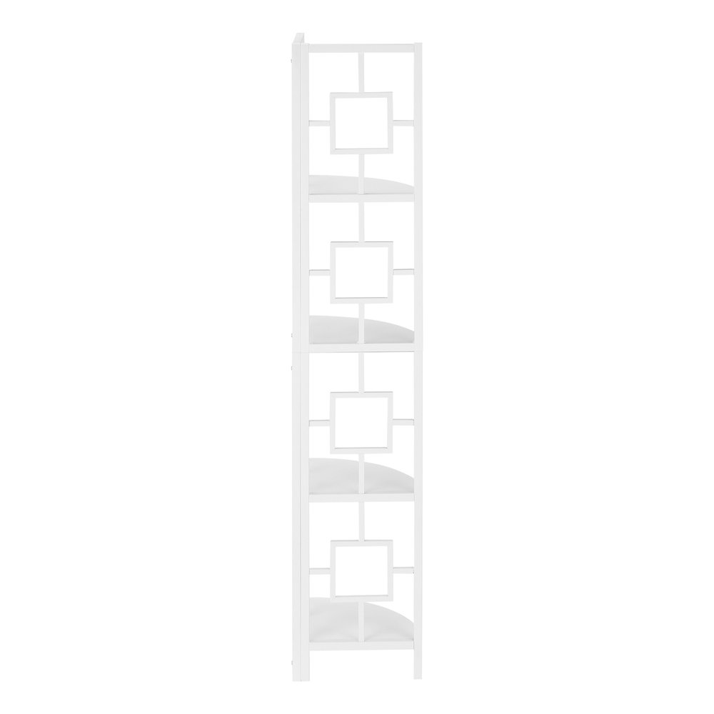 62" White Metal Corner Bookcase