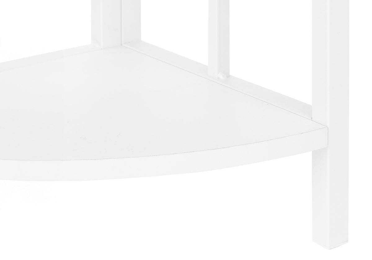 62" White Metal Corner Bookcase