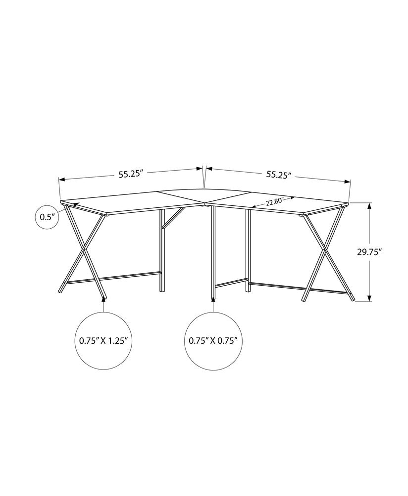 55" White and Black L Shape Computer Desk