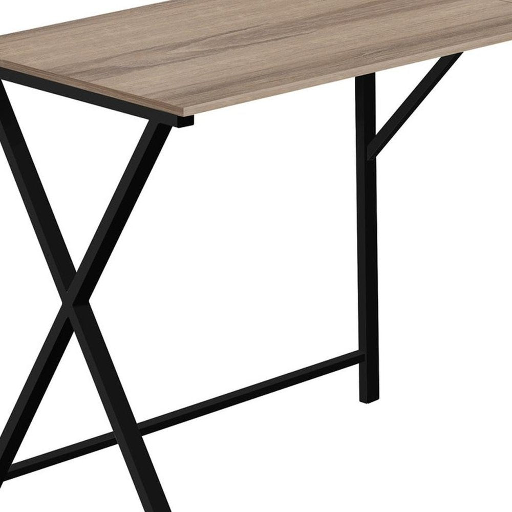 55" Taupe and Black L Shape Computer Desk