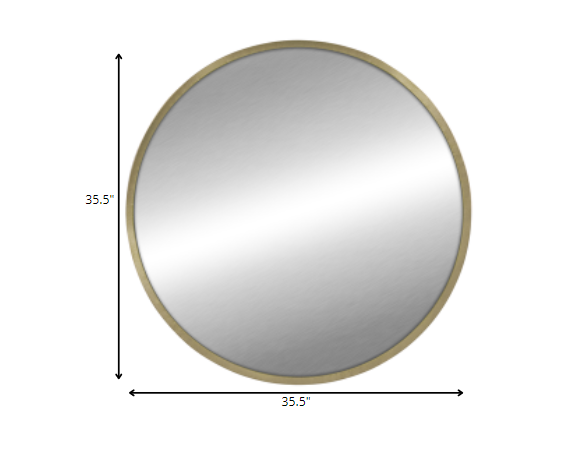 Round Wall Mirror With Matte Gold Finish
