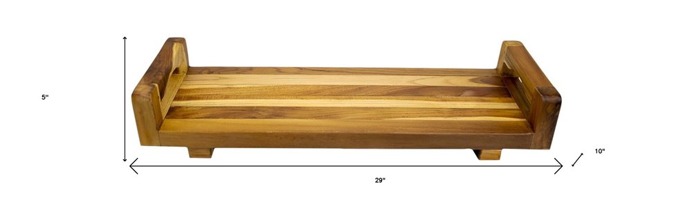 29" Natural Teak Bath Tray and Seat with Handles