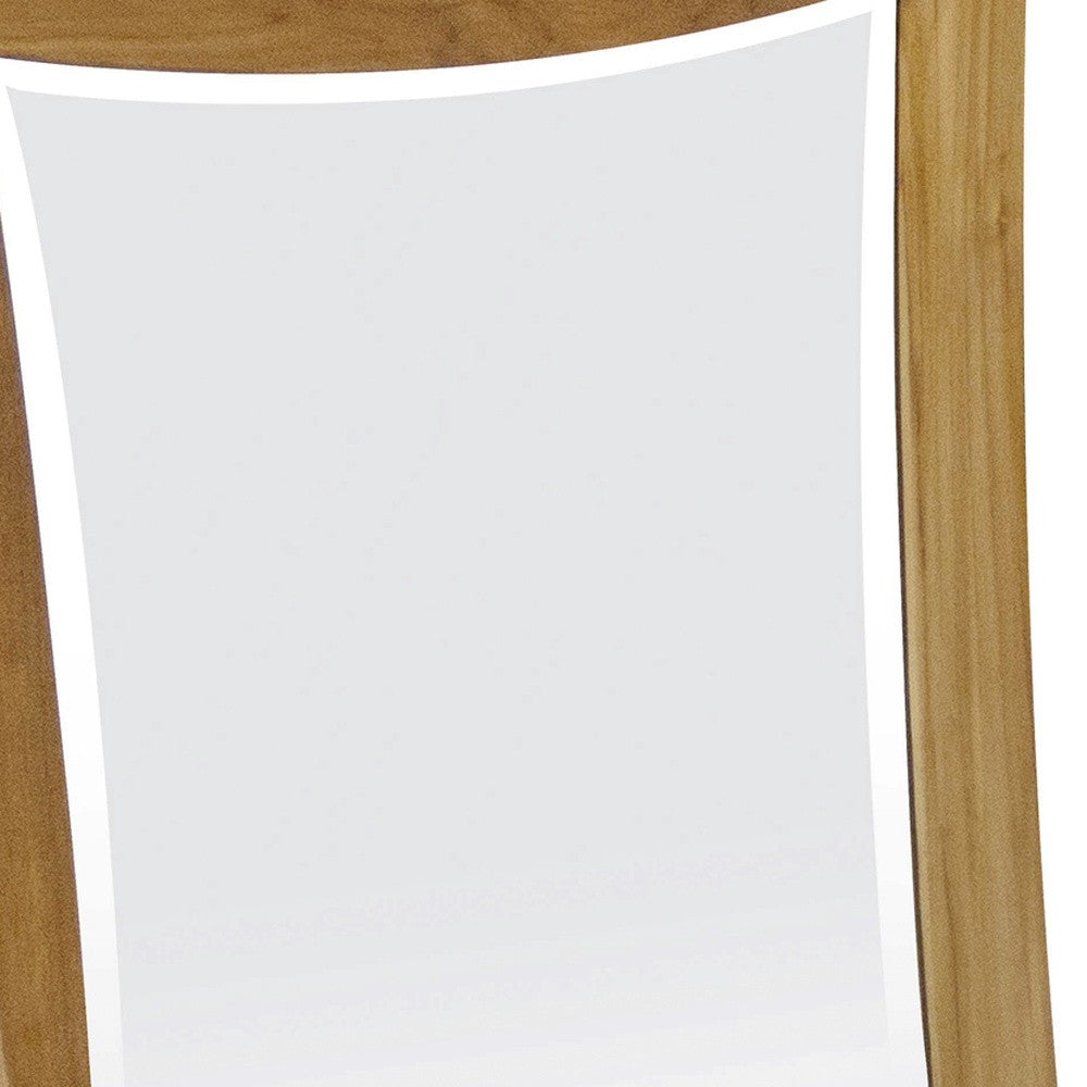 35" Brown Abstract Wood Framed Bathroom Vanity Mirror