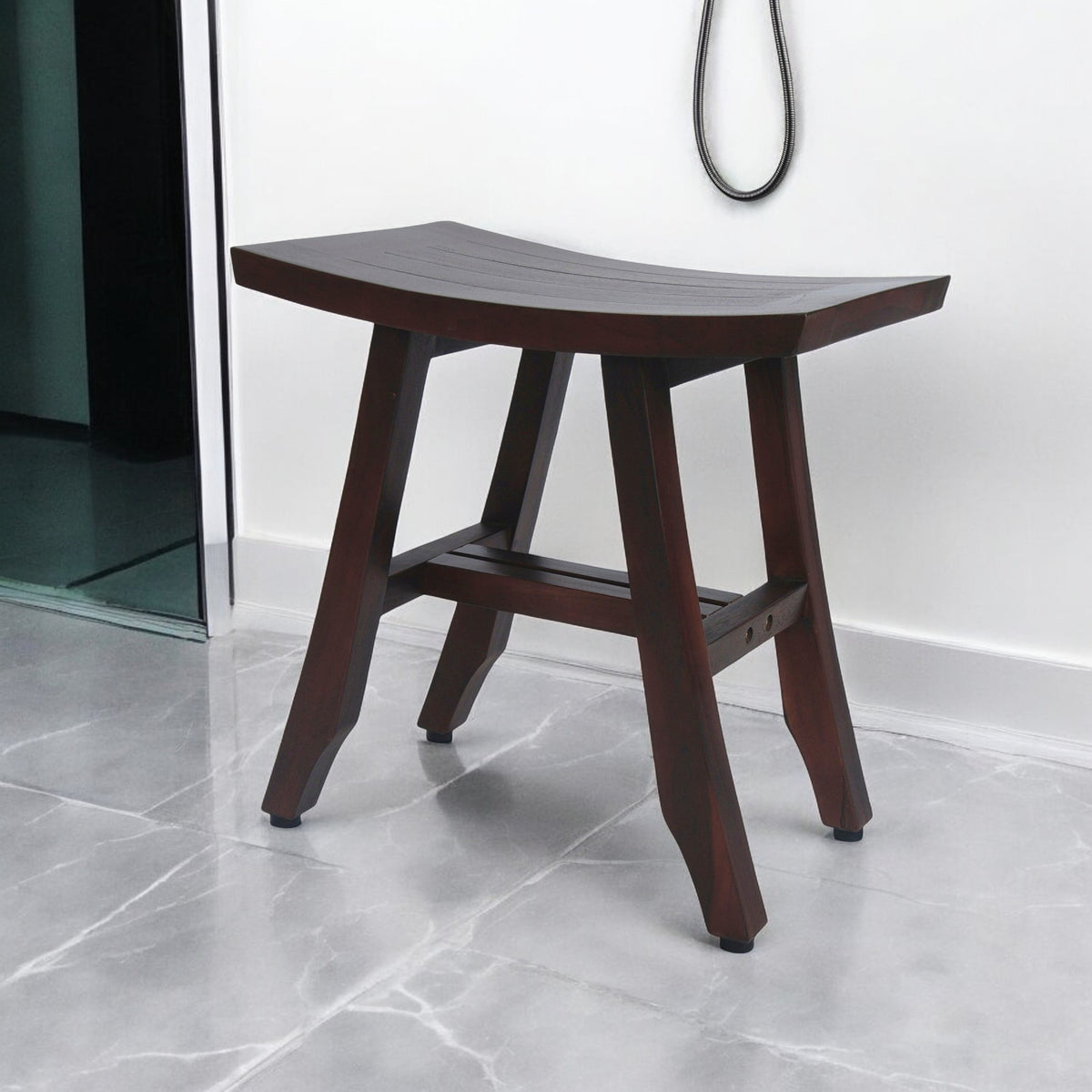 18" Dark Brown Teak Rectangular Shower Bench