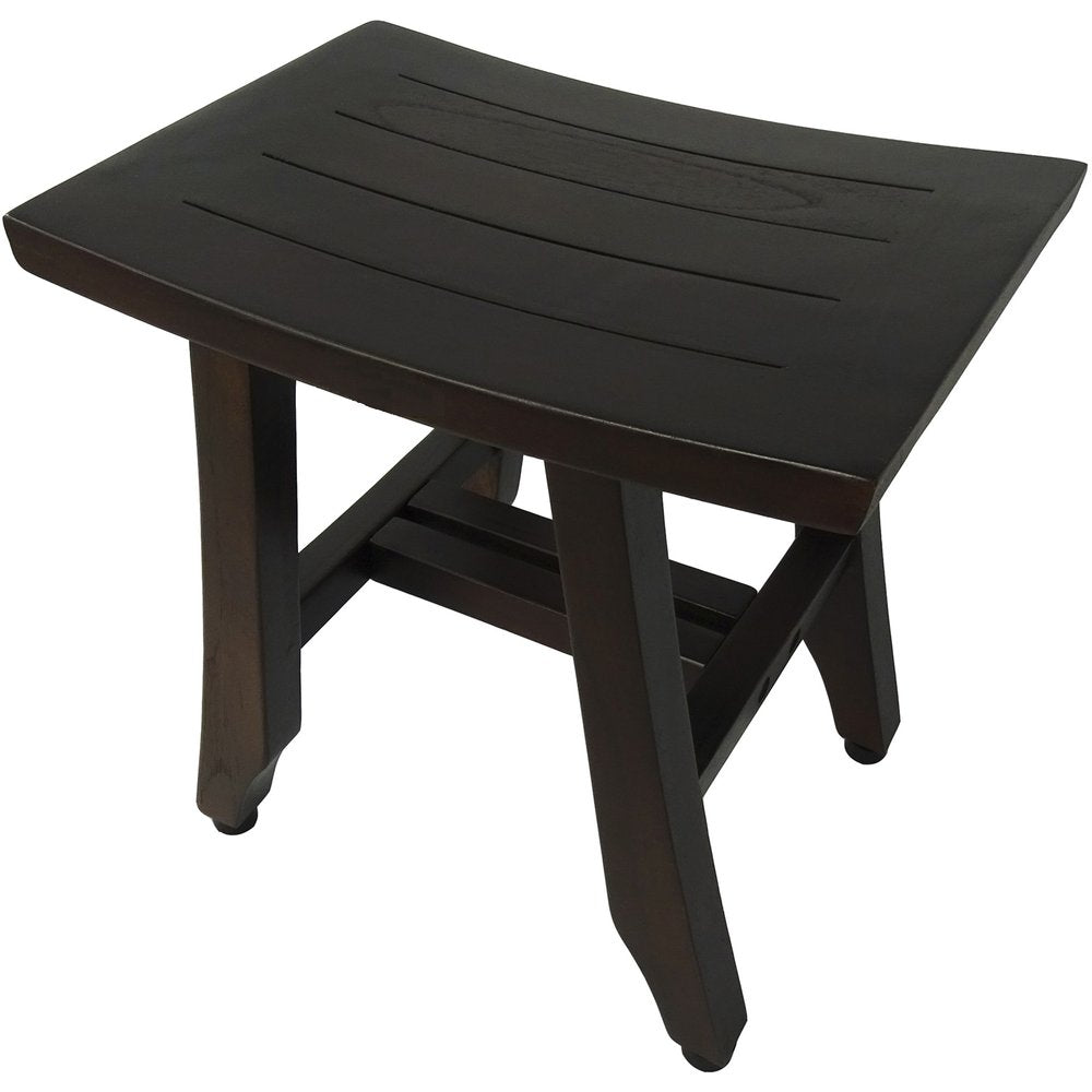 14" Brown Teak Shower Bench