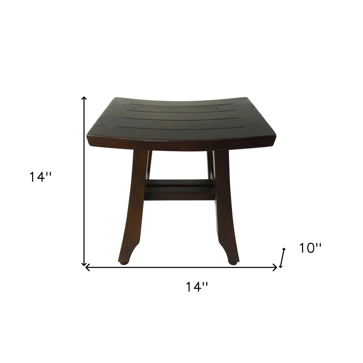 14" Brown Teak Shower Bench