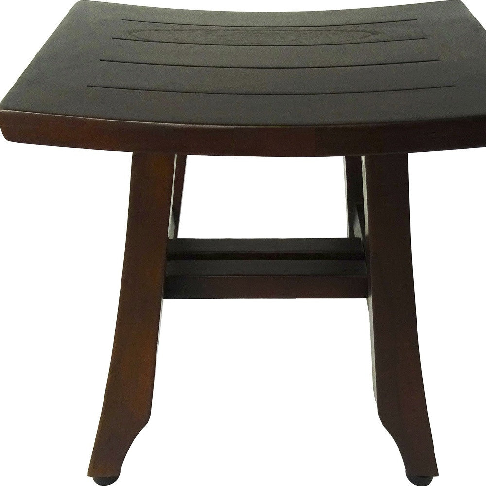 14" Brown Teak Shower Bench