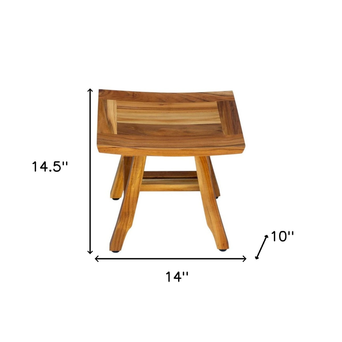 14" Natural Teak Curvilinear Shower Bench
