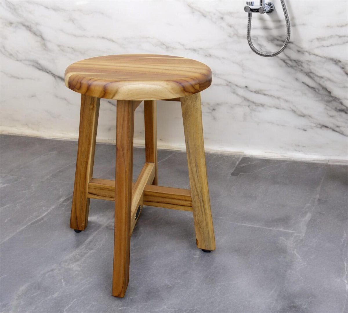 18" Natural Brown Backless Bar Chair