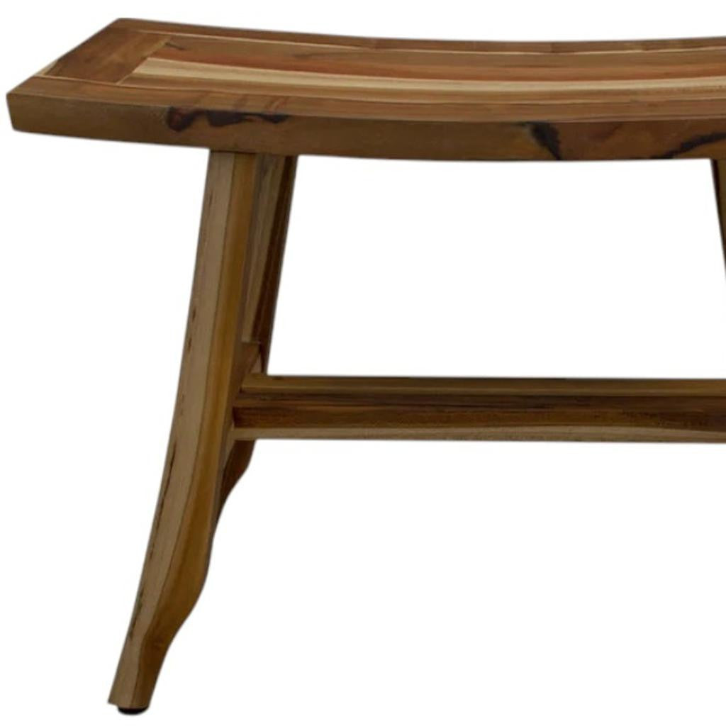 24" Brown Teak Rectangular Shower Bench