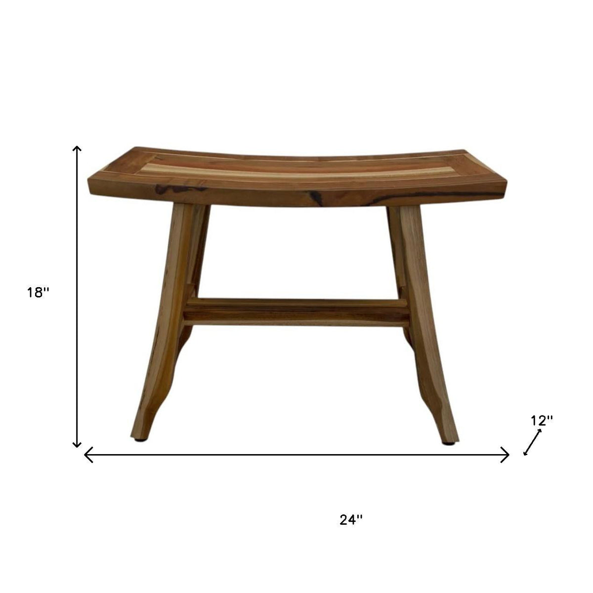 24" Brown Teak Rectangular Shower Bench