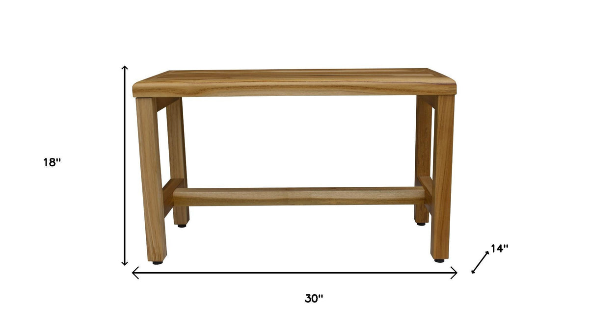 Compact Rectangular Teak Shower Outdoor Bench In Natural Finish