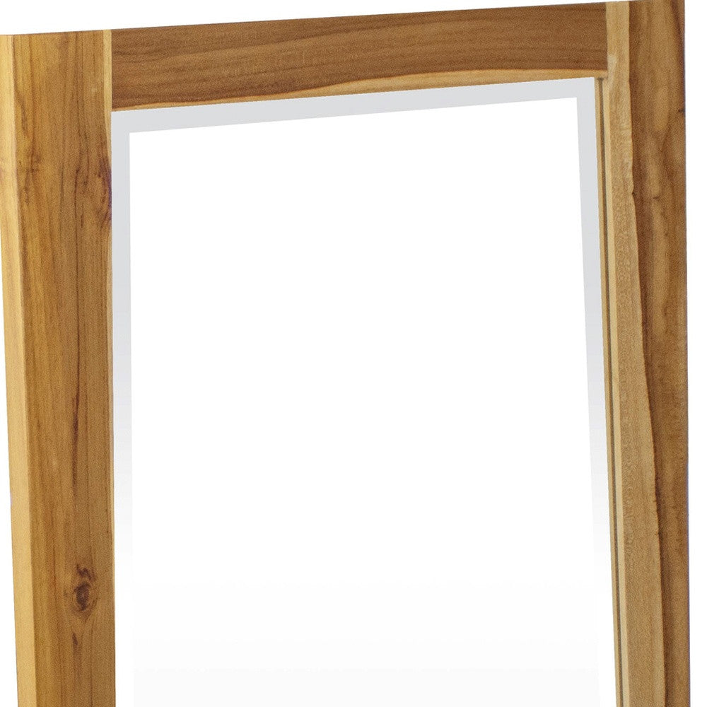 35" Brown Wood Accent Mirror