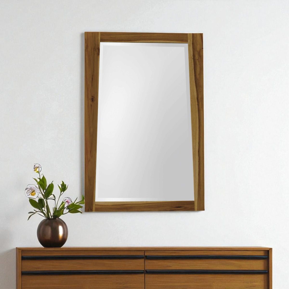 35" Brown Wood Accent Mirror