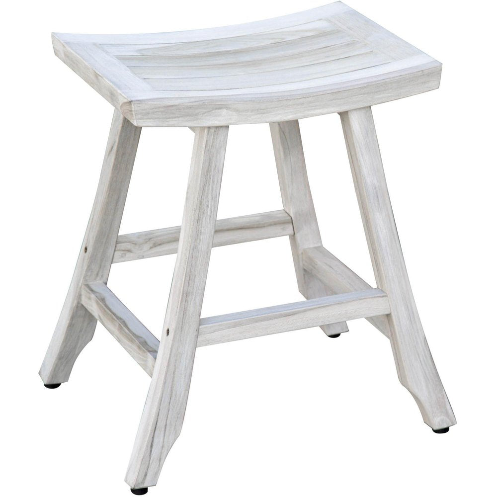 24" X 20" White Teak Square Shower Bench