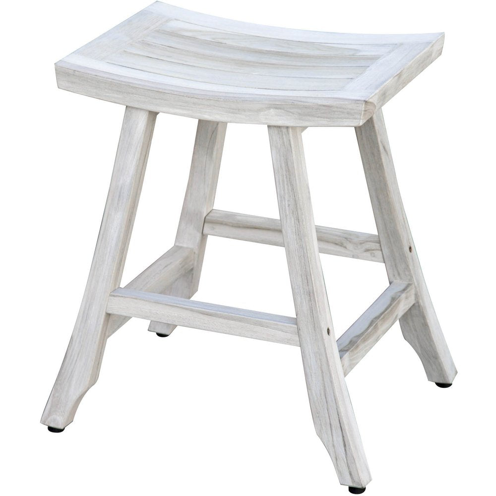 24" X 20" White Teak Square Shower Bench