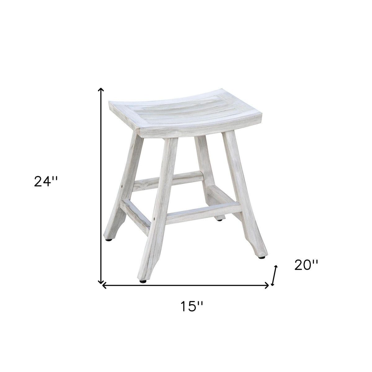 24" X 20" White Teak Square Shower Bench