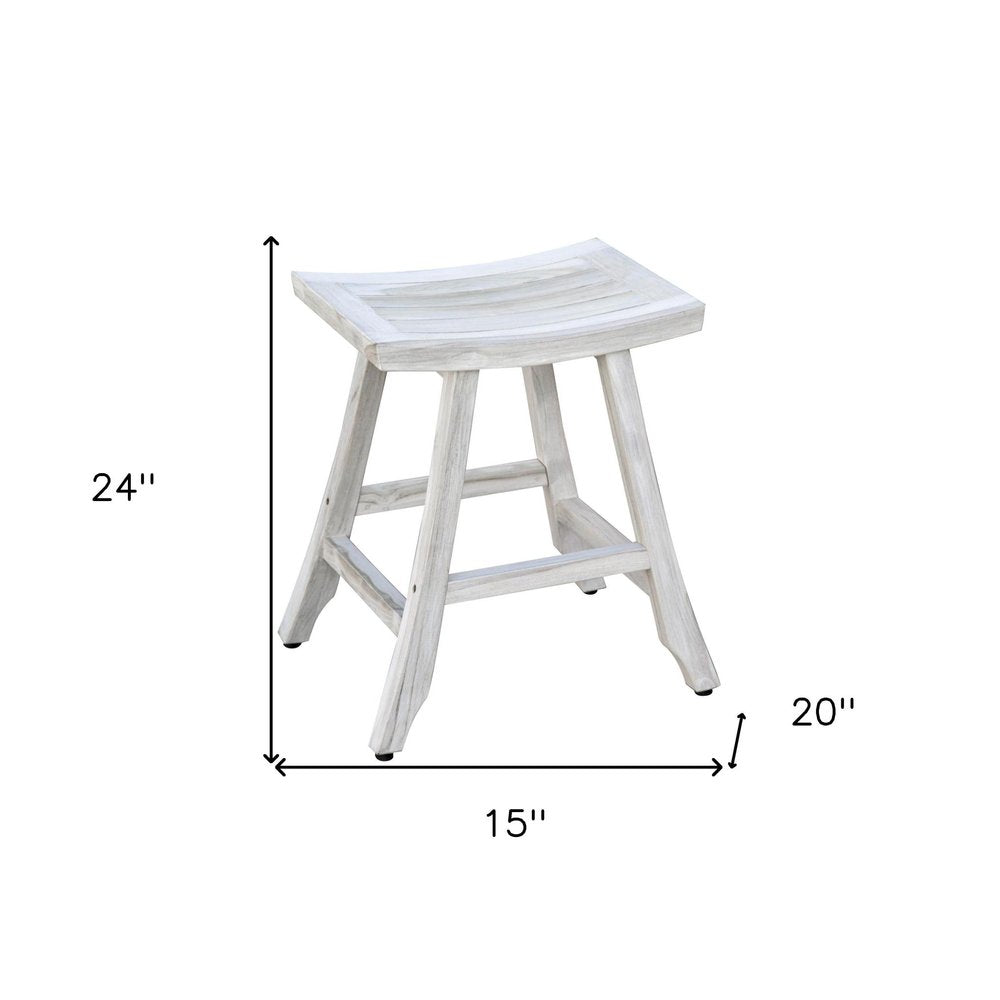 24" X 20" White Teak Square Shower Bench