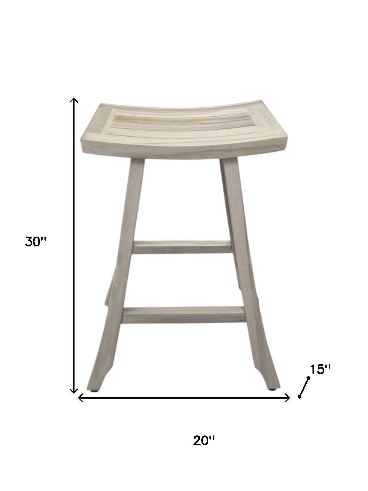 30" X 15" Light Gray Teak Square Shower Bench