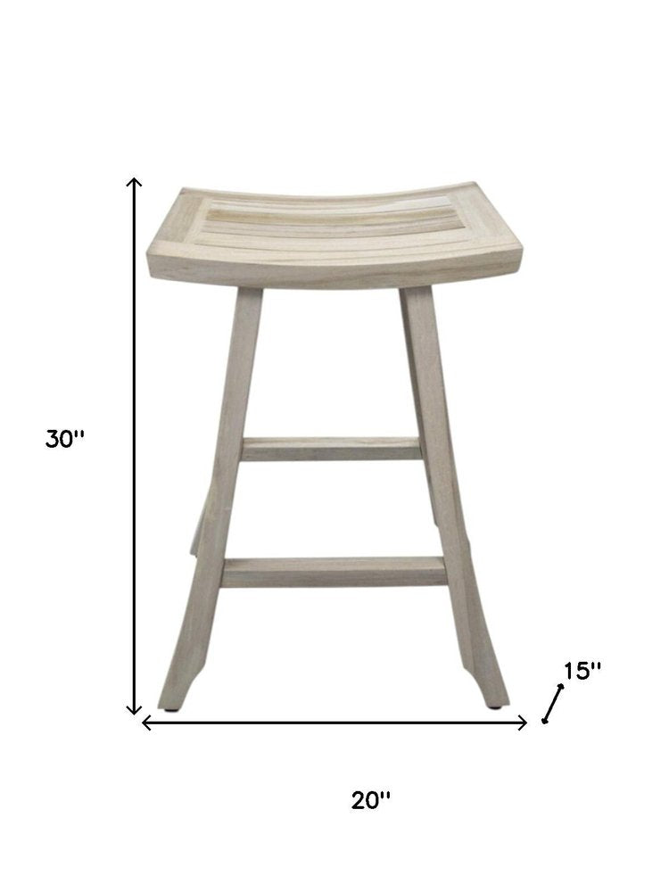 30" X 15" Light Gray Teak Square Shower Bench
