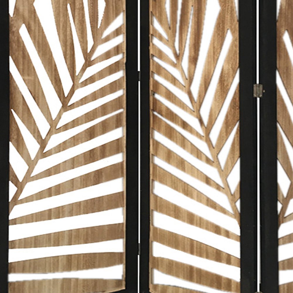 67" Brown Solid Wood Panel Screen Room Divider
