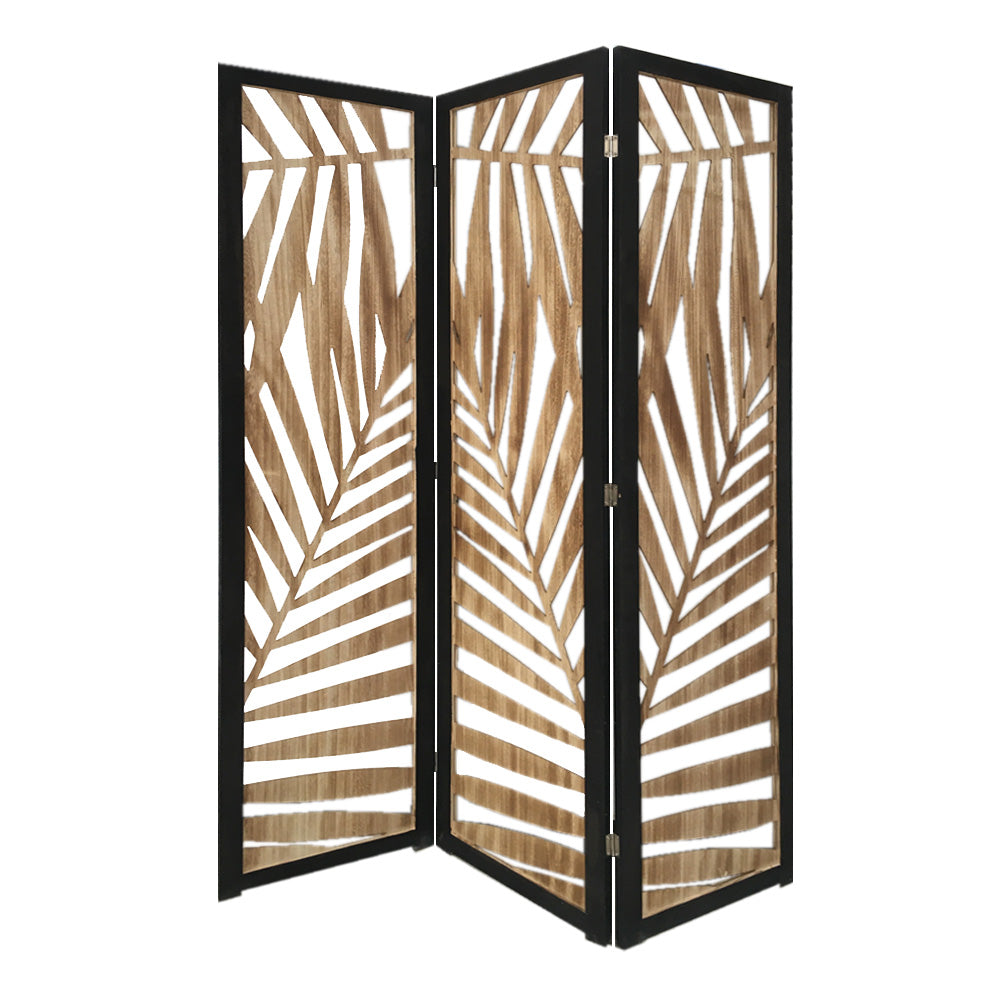 67" Brown Solid Wood Panel Screen Room Divider