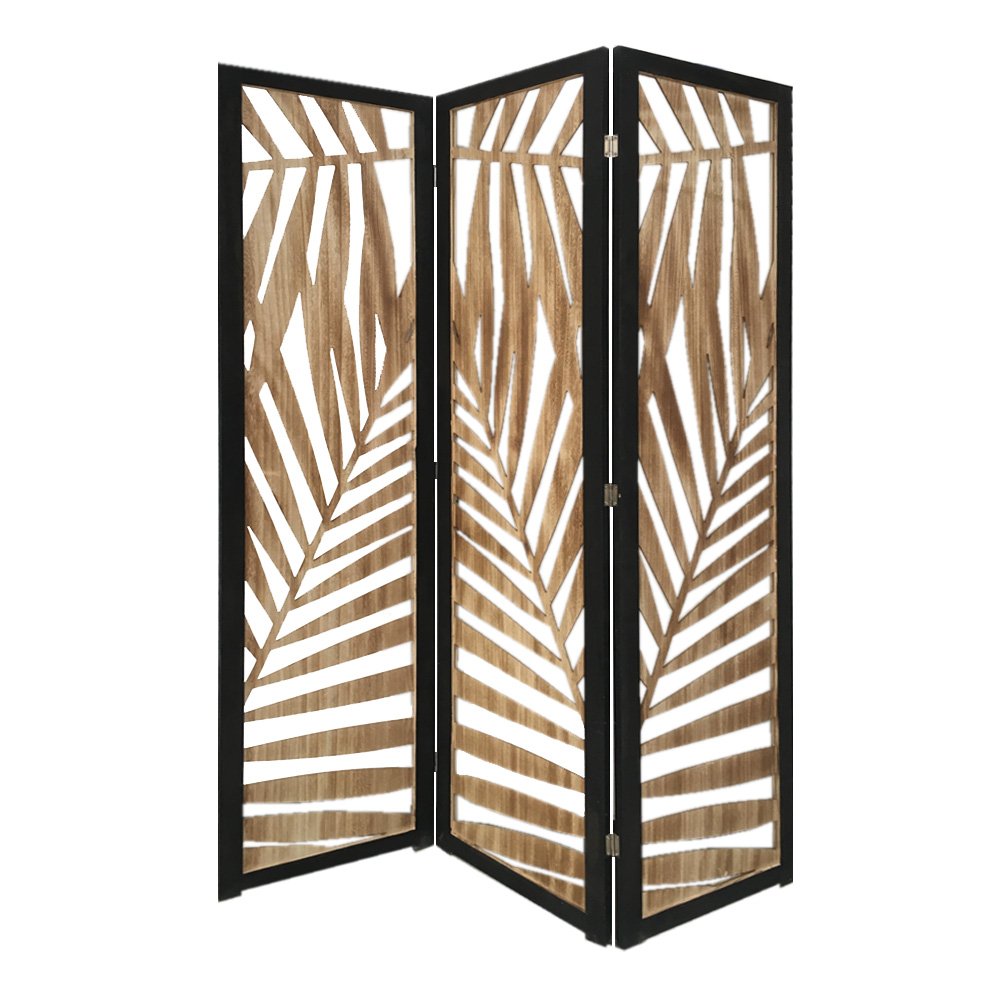 67" Brown Solid Wood Panel Screen Room Divider