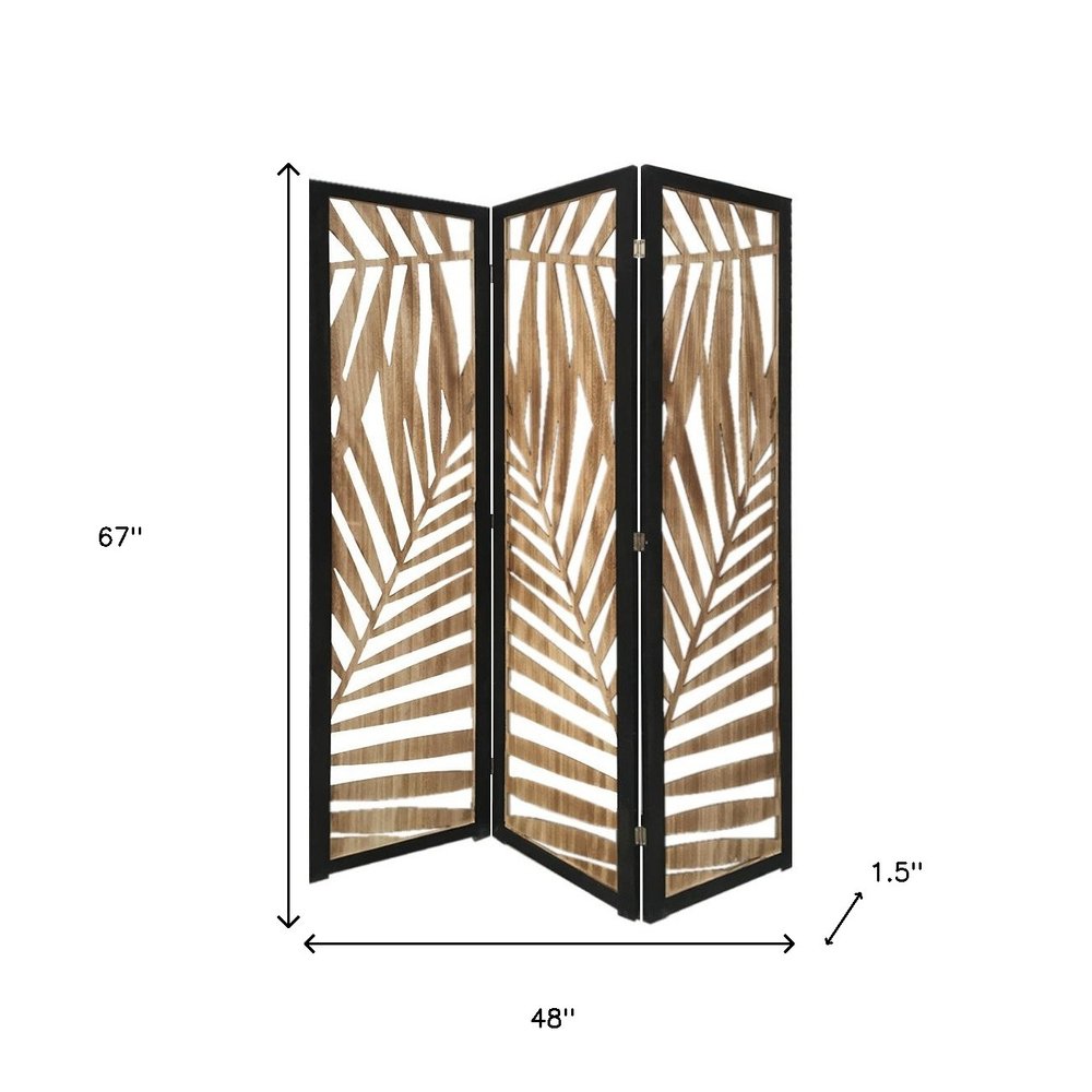 67" Brown Solid Wood Panel Screen Room Divider