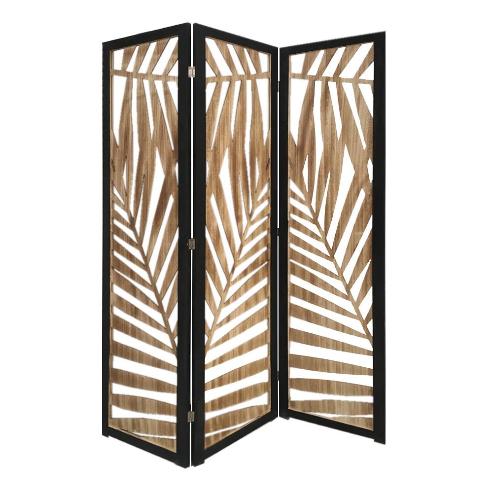 67" Brown Solid Wood Panel Screen Room Divider