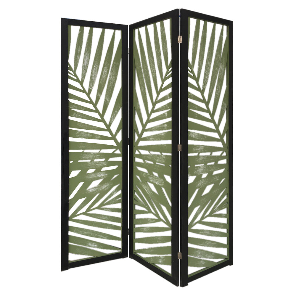 67" Green Solid Wood Panel Screen Room Divider