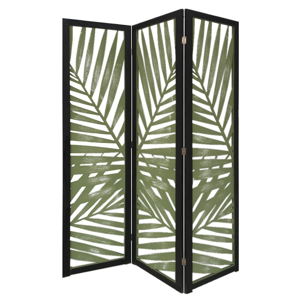 67" Green Solid Wood Panel Screen Room Divider