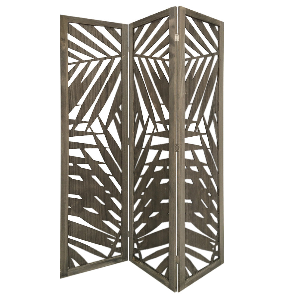67" Gray Solid Wood Panel Screen Room Divider